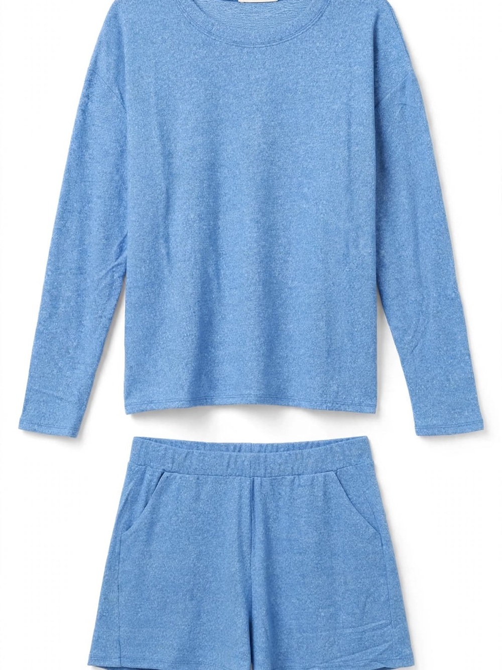 Zenana Outfitters Light Blue Athletic Lounge Top & Shorts